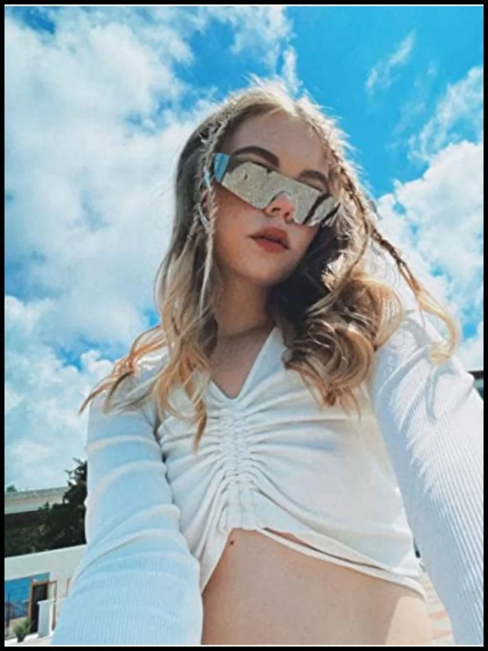 Rimless Futuristic Wrap Around Sunglasses for Women Men Cyberpunk Visor Sun
